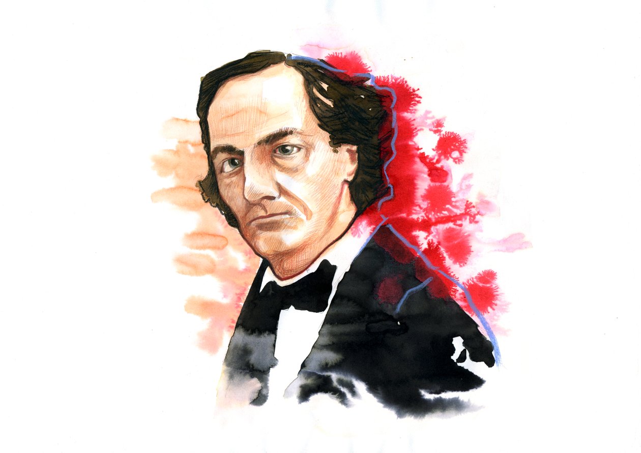 Portrett av Charles Baudelaire (1821-1867) (den franske poeten Charles Baudelaire) Tegning av Alessandro Lonati av Alessandro Lonati