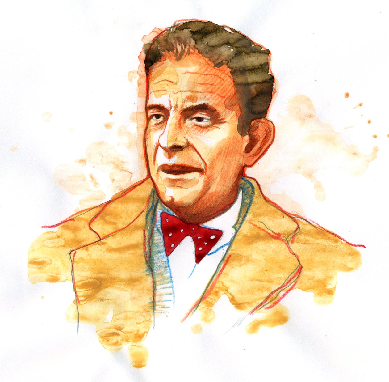 Portrett av den franske psykiateren og psykoanalytikeren Jacques Lacan (1901-1981) (Portrett av den franske psykoanalytikeren og psykiateren Jacques Lacan) av Alessandro Lonati
