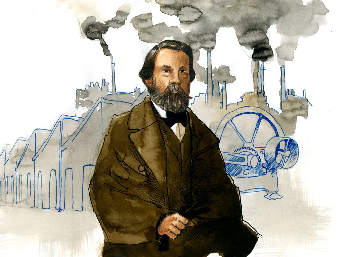 Portrett av Friedrich Engels (1820-1895), tysk sosialistisk teoretiker og politiker av Alessandro Lonati