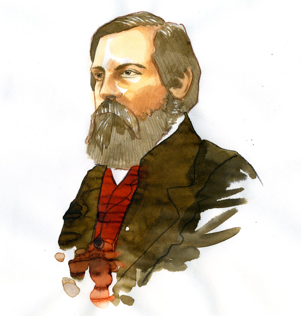 Portrett av Friedrich Engels (1820-1895), tysk sosialistisk teoretiker og politiker av Alessandro Lonati