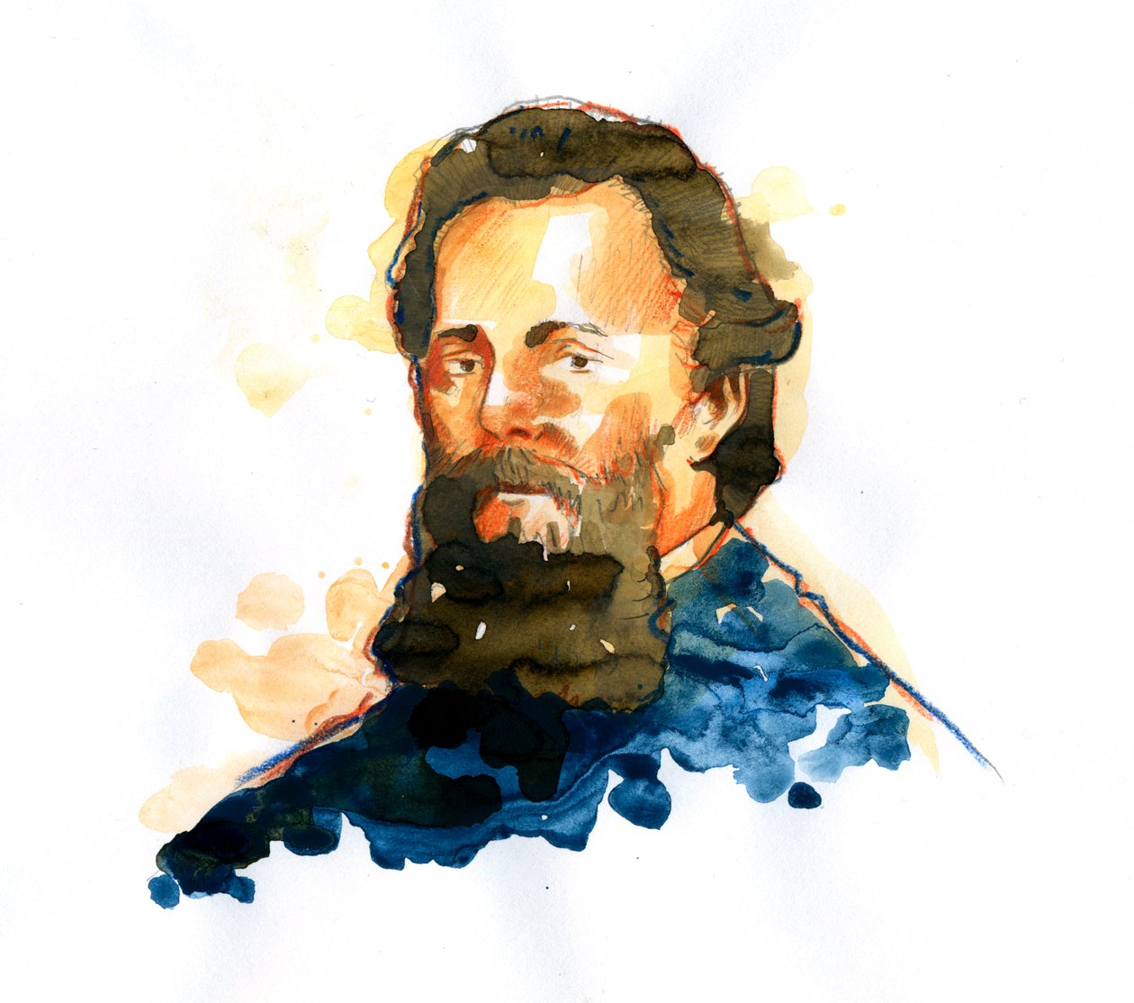 Portrett av Herman Melville (1819-1891) essayistforfatter og amerikansk poet (Portrett av den amerikanske romanforfatteren Herman Melville) av Alessandro Lonati