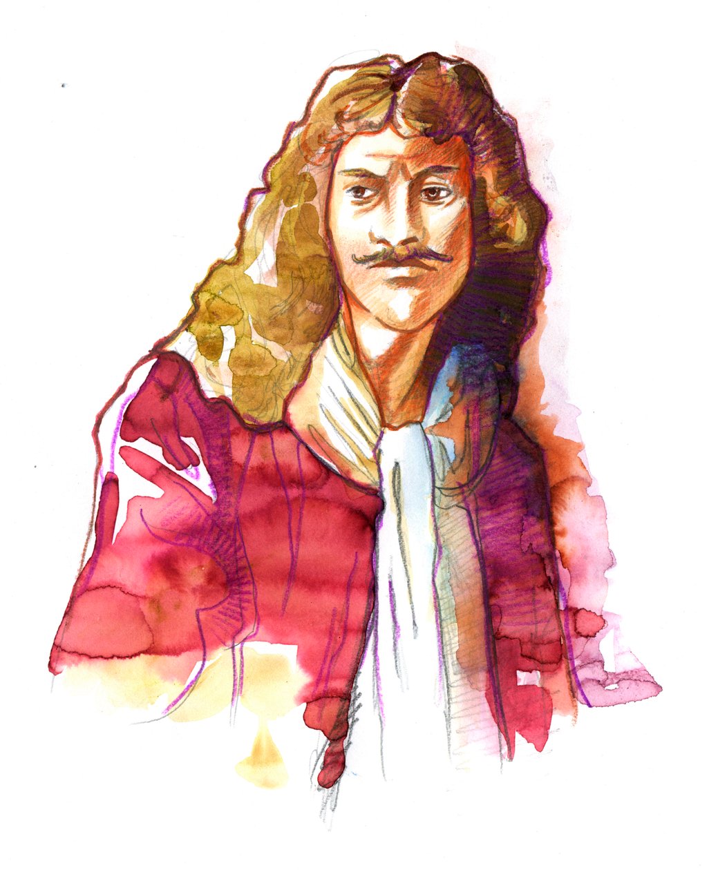 Portrett av Jean Baptiste Poquelin, dit Moliere (1622-1673) (Portrett av den engelske dramatikeren og skuespilleren Jean-Baptiste Poquelin kjent som Moliere) av Alessandro Lonati