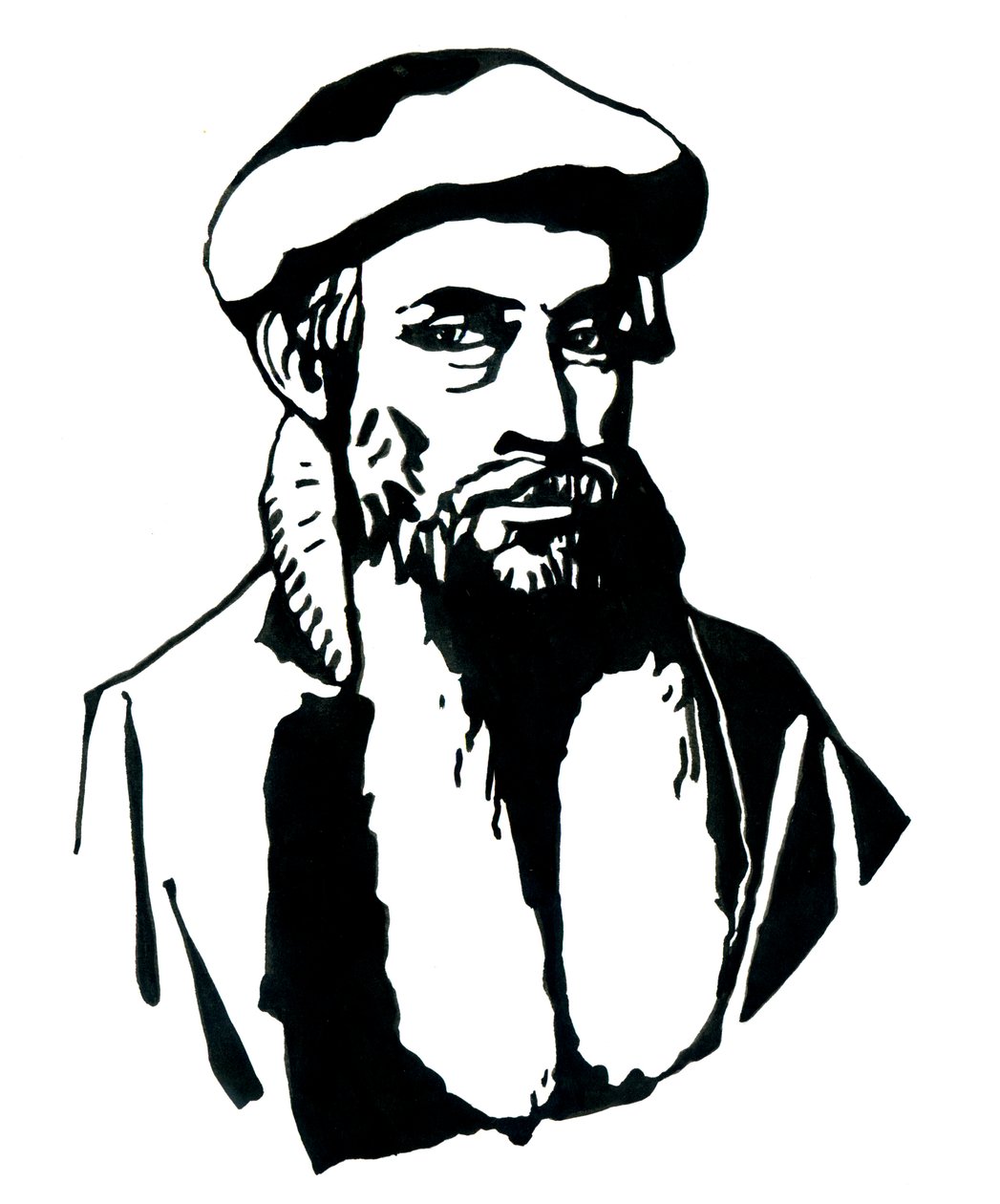 Portrett av Johannes Gensfleisch dit Gutenberg (1400-1468), tysk trykker (Portrett av Johannes Gutenberg) Illustrasjon av Alessandro Lonati av Alessandro Lonati