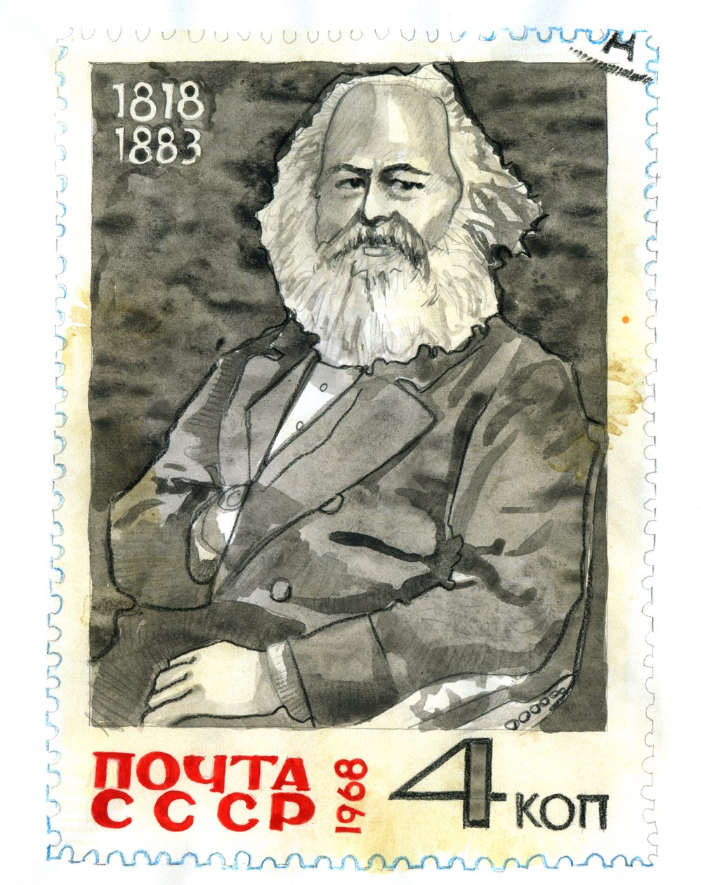 Portrett av Karl Marx (1818-1883), filosof og politisk teoretiker av Alessandro Lonati