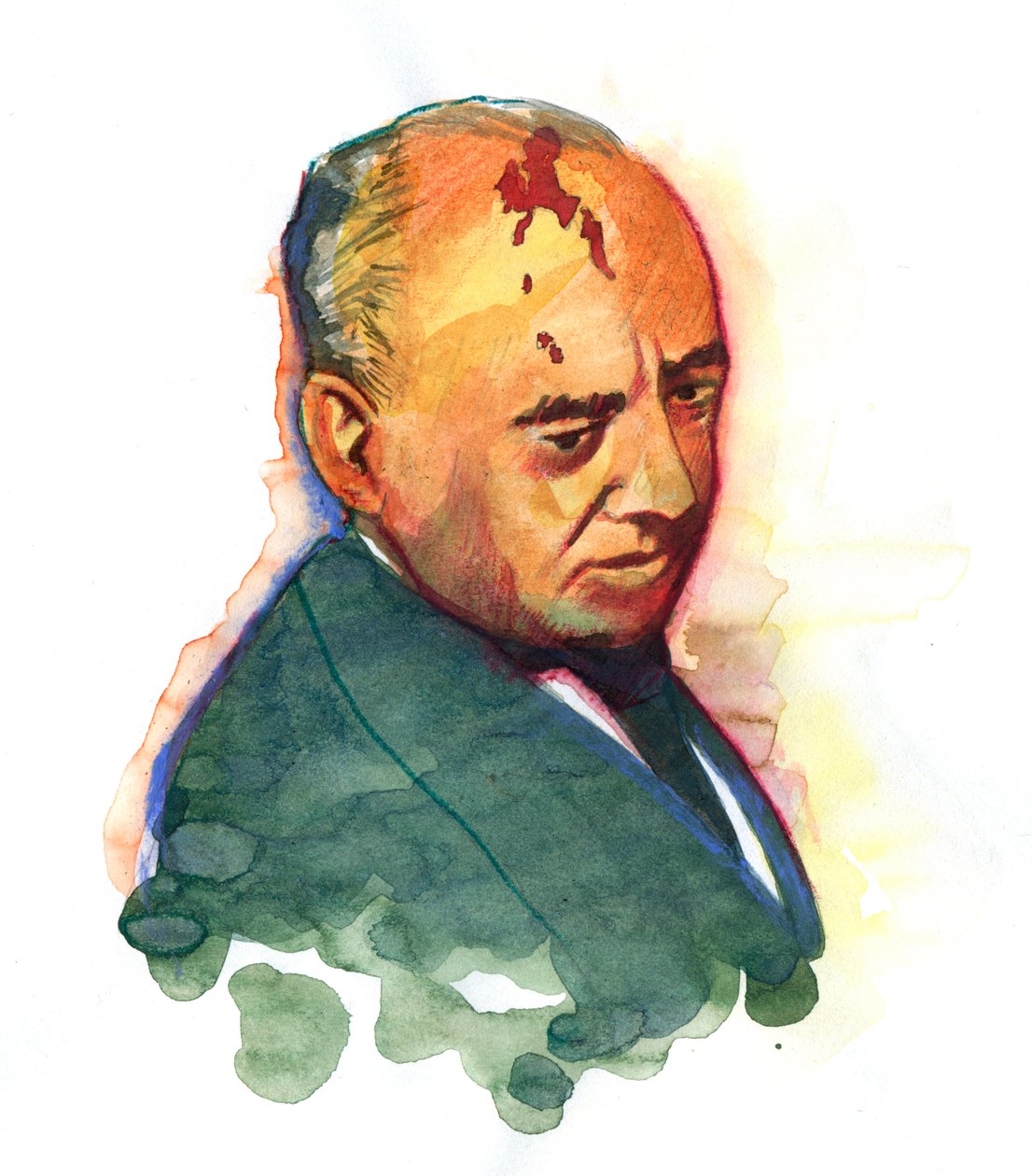 Portrett av Mikhail Gorbatsjov (Gorbatsjov eller Gorbatsjov) (født i 1931) russisk politiker av Alessandro Lonati