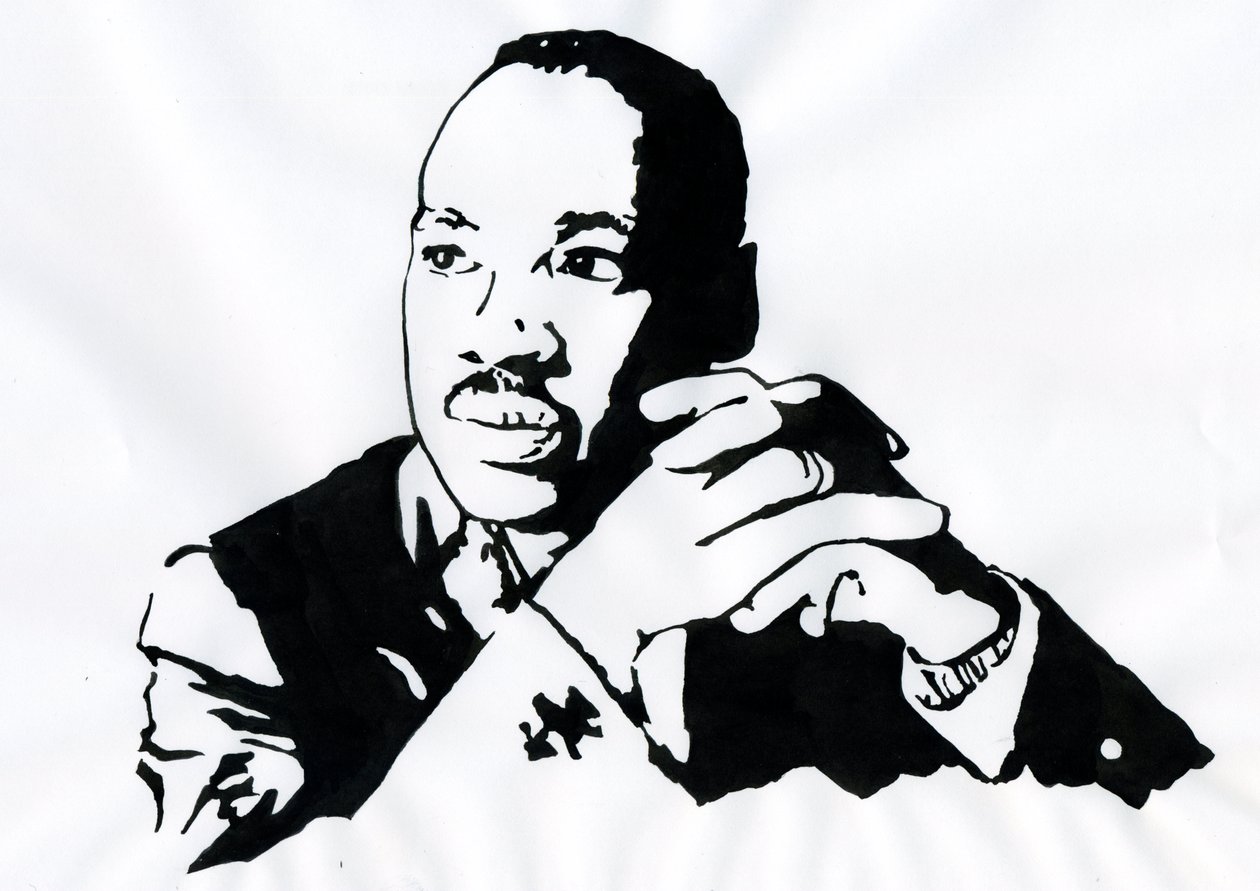 Portrett av pastor Martin Luther King (1929-1968) Illustrasjon av Alessandro Lonati