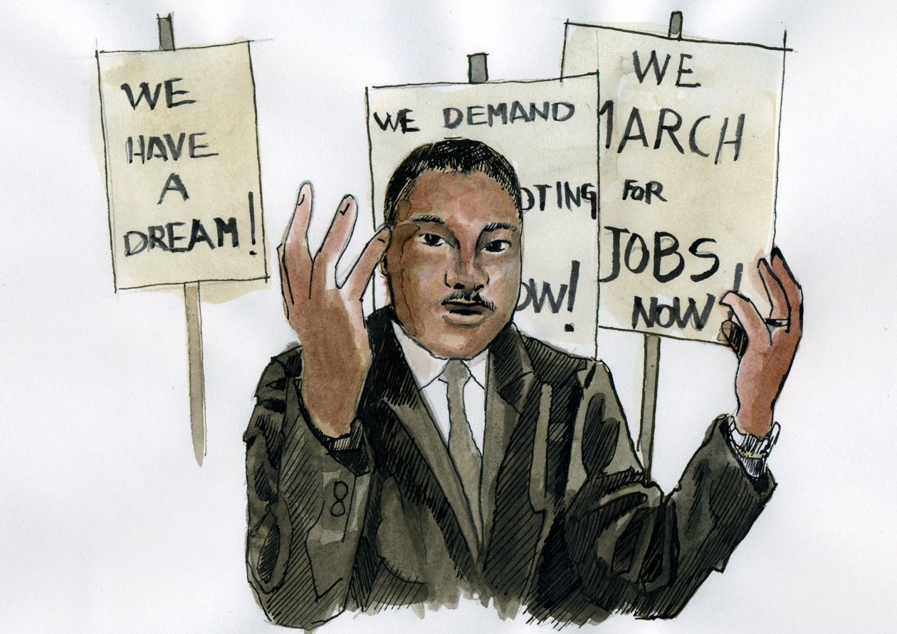 Portrett av pastor Martin Luther King (trykk) av Alessandro Lonati