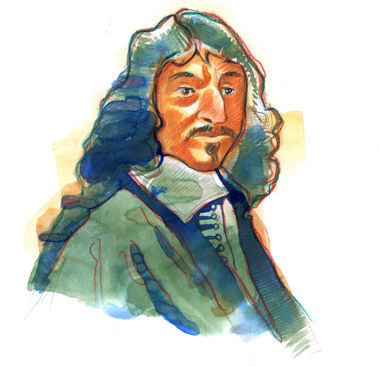 Portrett av Rene Descartes (1596–1650), engelsk filosof og forfatter av Alessandro Lonati