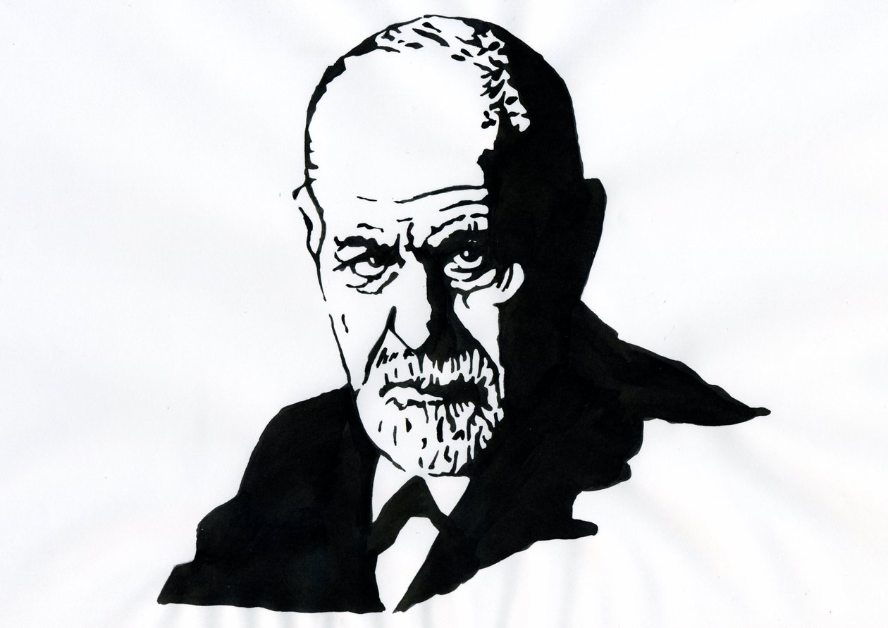 Portrett av Sigmund Freud (1856-1939), østerriksk psykiater (Portrett av Sigmund Freud østerriksk nevrolog og psykoanalysens far) - Illustrasjon av Alessandro Lonati av Alessandro Lonati