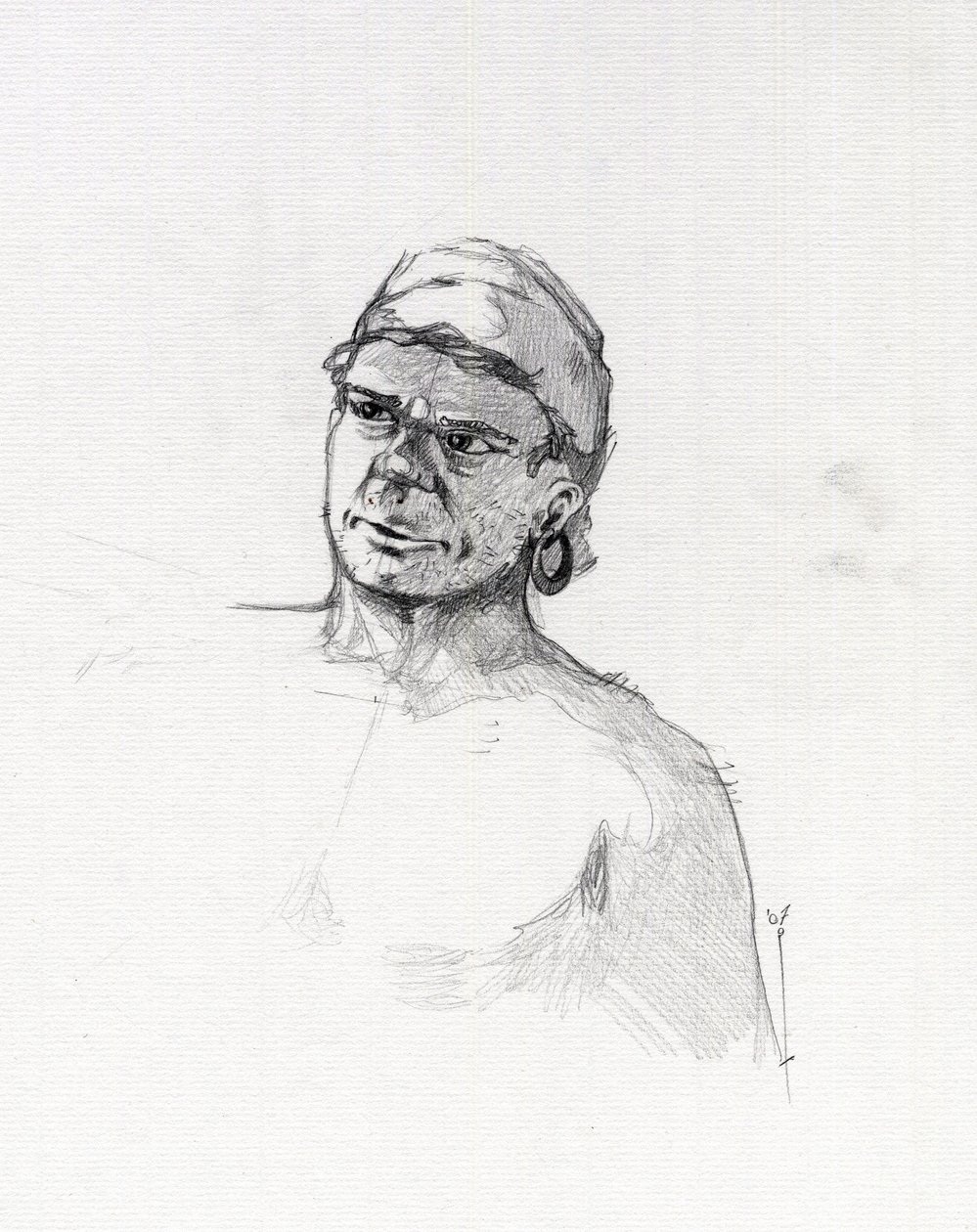 Portrett av en pirat (privat) eller byste av en sjømann. Tegning av Alessandro Lonati. av Alessandro Lonati