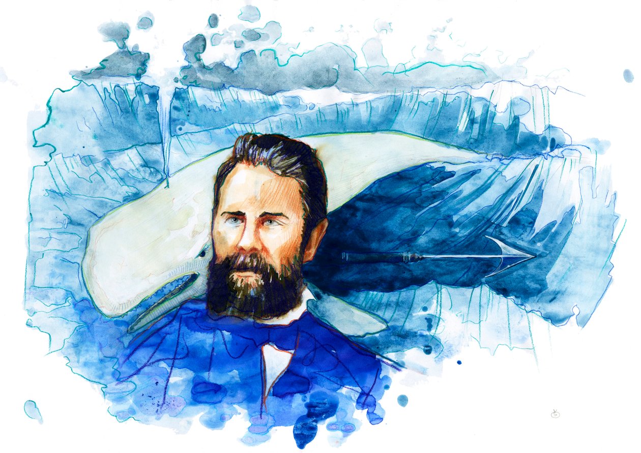 Portrett av den amerikanske forfatteren Herman Melville (1819-1891) (Portrett av den amerikanske forfatteren Herman Melville) av Alessandro Lonati