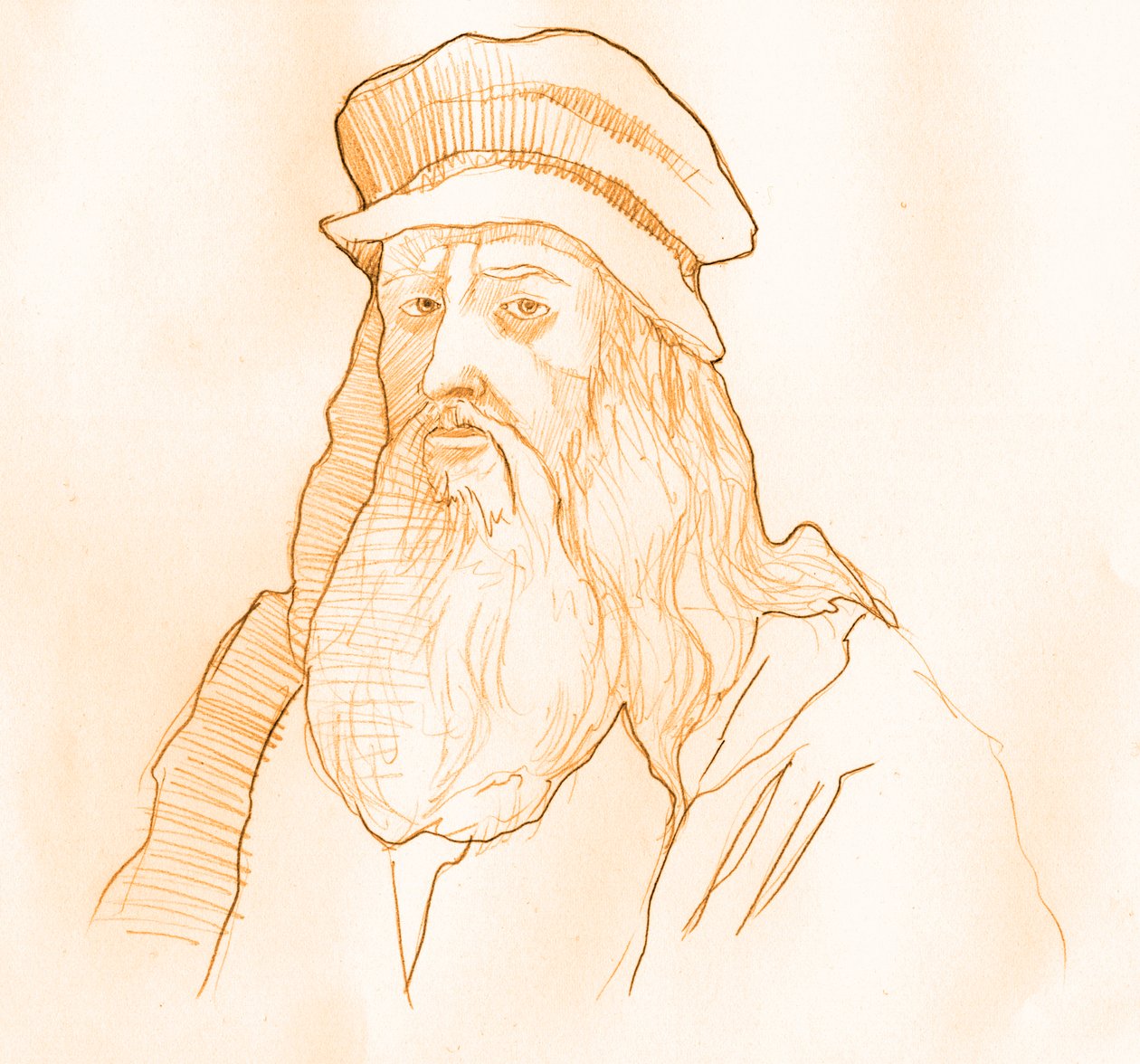 Portrett av den italienske kunstneren og vitenskapsmannen Leonard de Vinci (Leonardo da Vinci) (1452-1519) (Portrett av Leonardo da Vinci italiensk polymat) av Alessandro Lonati