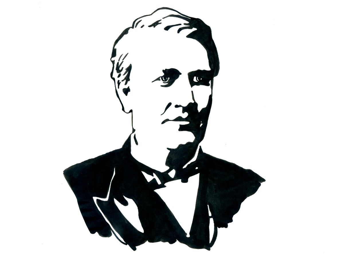 Portrett av fysikeren Thomas Edison (1847-1931) Tegning av Alessandro Lonati