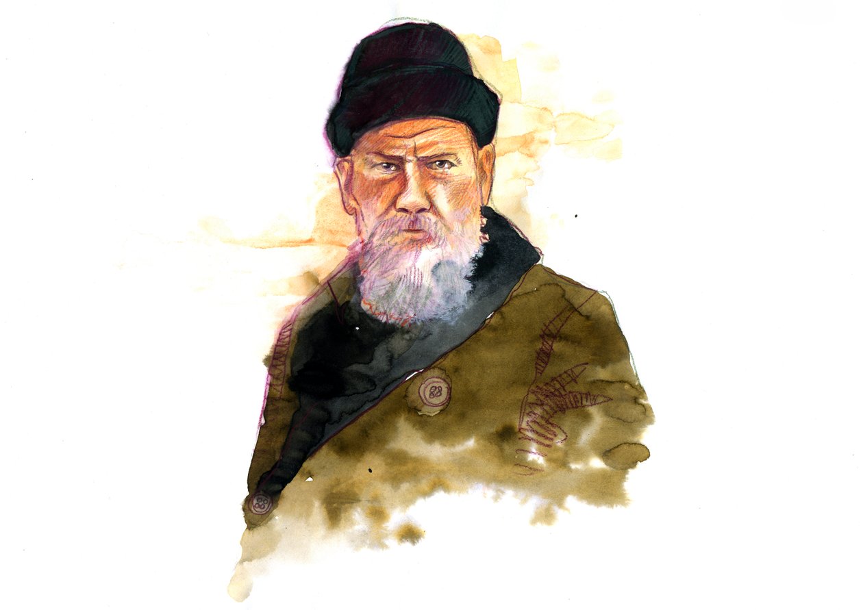 Portrett av den russiske forfatteren Lev Nikolayevich (Leo eller Leon Tolstoy) (Tolstoi) (1828-1910) (Portrett av forfatteren Lev N Tolstoy) av Alessandro Lonati