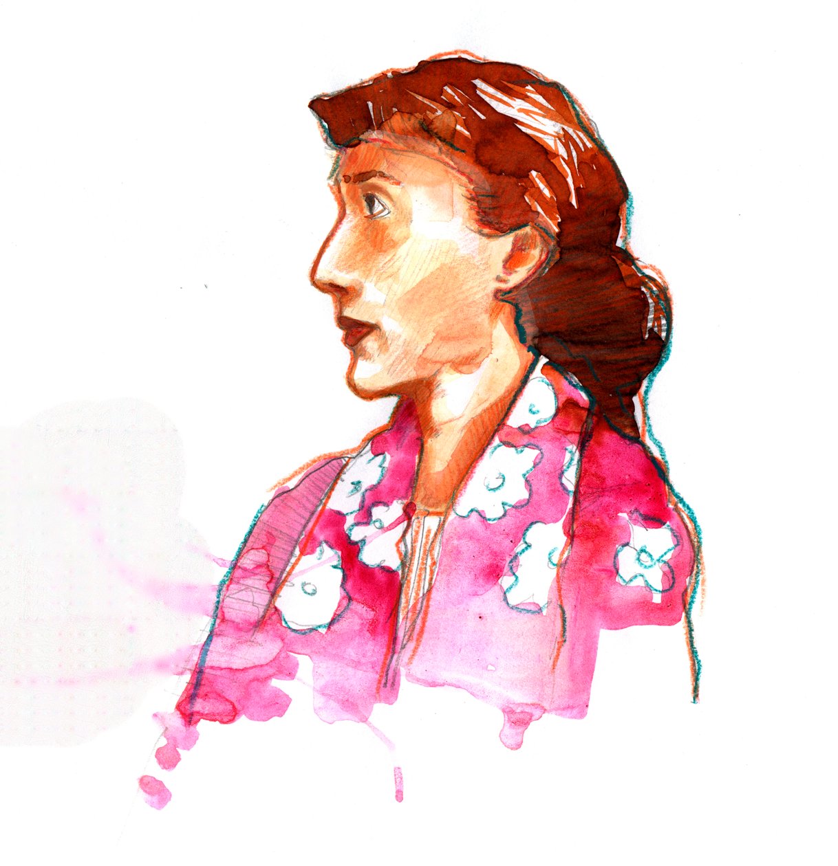 Portrett av forfatteren Virginia Woolf (1882-1941) Woman of English Letters (Portrett av den britiske forfatteren Virginia Woolf) av Alessandro Lonati