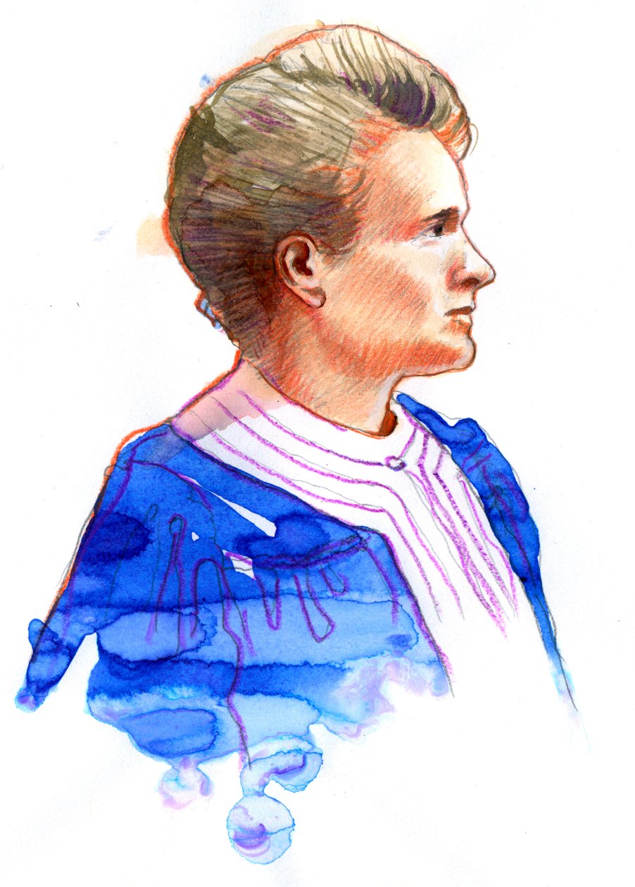 Portrett av fysikeren Marie Curie (Marie Curie (1867-1934), polskfødt fransk fysiker) av Alessandro Lonati