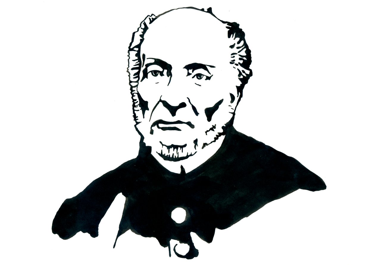 Representasjon av Victor Schoelcher (1804-1893) fransk politiker, Franc Macon, kjent for å ha ledet dekretet om den endelige avskaffelsen av slaveri i Frankrike (Portrett av den franske avskaffelsesforfatteren Victor Schoelcher) Illustrasjon av Alessandro  av Alessandro Lonati