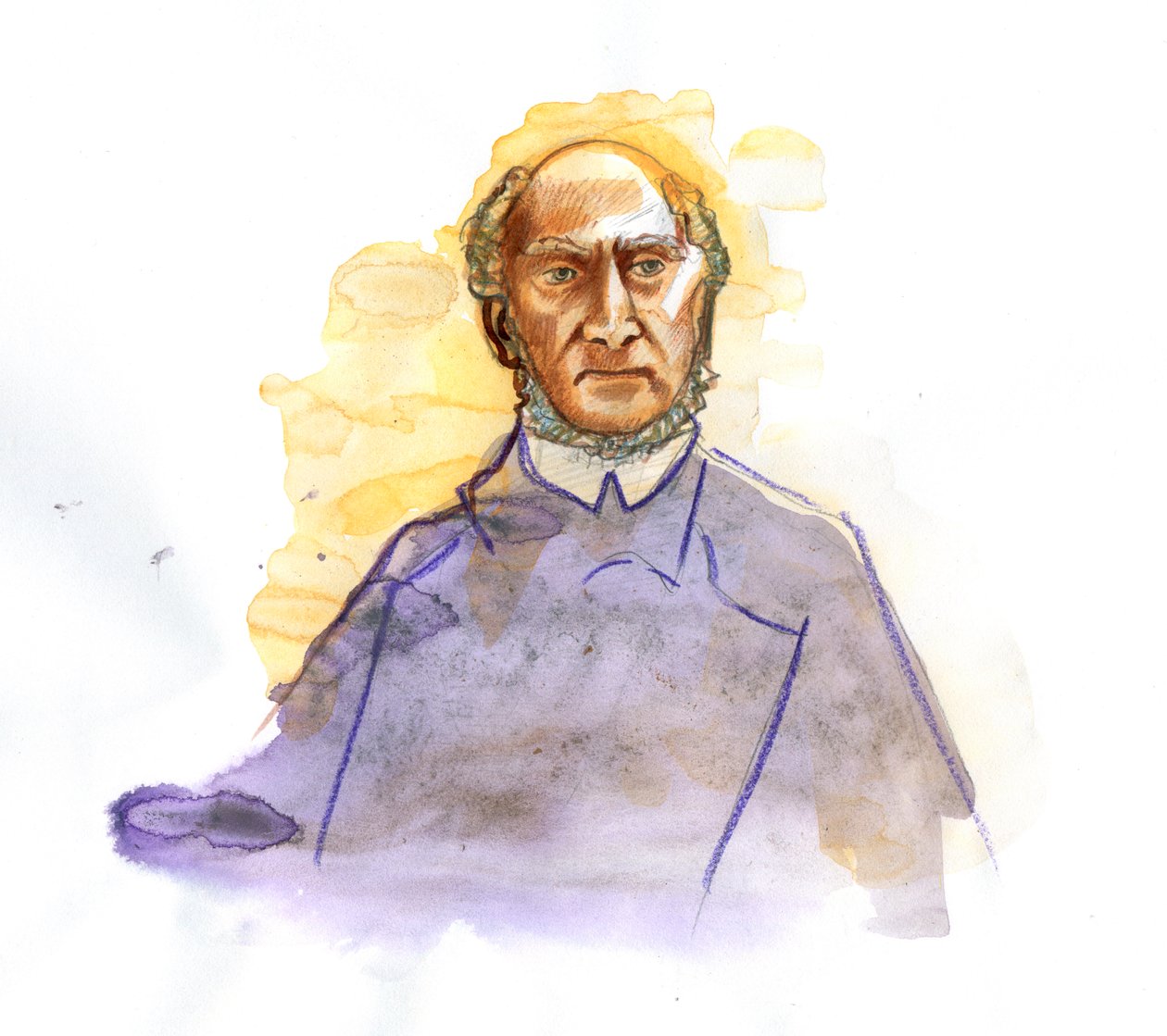 Representasjon av Victor Schoelcher (1804-1893) fransk politiker, Franc Macon, kjent for å ha ledet dekretet om den endelige avskaffelsen av slaveri i Frankrike (Portrett av den franske avskaffelsesforfatteren Victor Schoelcher) Illustrasjon av Alessandro  av Alessandro Lonati