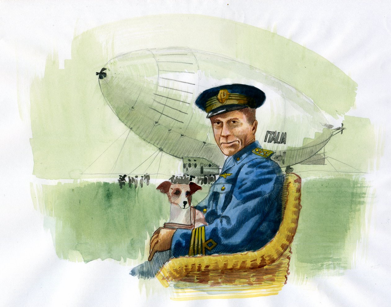 Representasjon av den italienske luftfartsingeniøren og oppdageren Umberto Nobile (1885-1978) (Portrett av den italienske luftfartsingeniøren og arktiske oppdageren Umberto Nobile) Illustrasjon av Alessandro Lonati av Alessandro Lonati