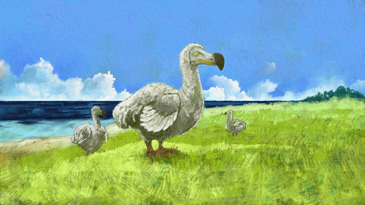 Representasjon av den utdødde dodofuglen (illustrasjon) av Alessandro Lonati
