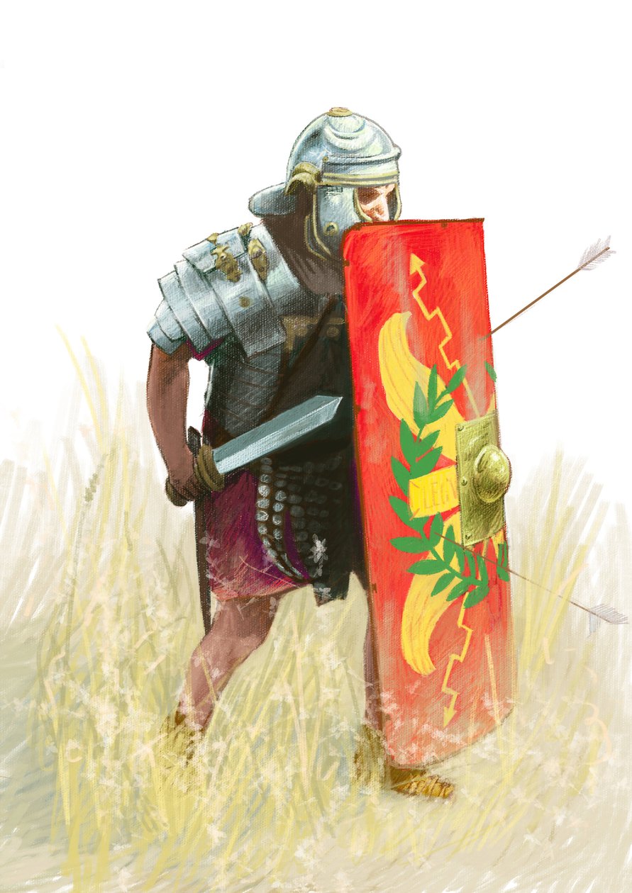 Romersk legion - romersk legionær - romersk antikvitet: representasjon av romersk legionær - Tegning av Alessandro Lonati av Alessandro Lonati
