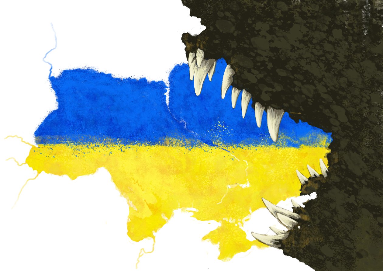 Russland angriper Ukraina for å spise det, 2022 (illustrasjon) av Alessandro Lonati
