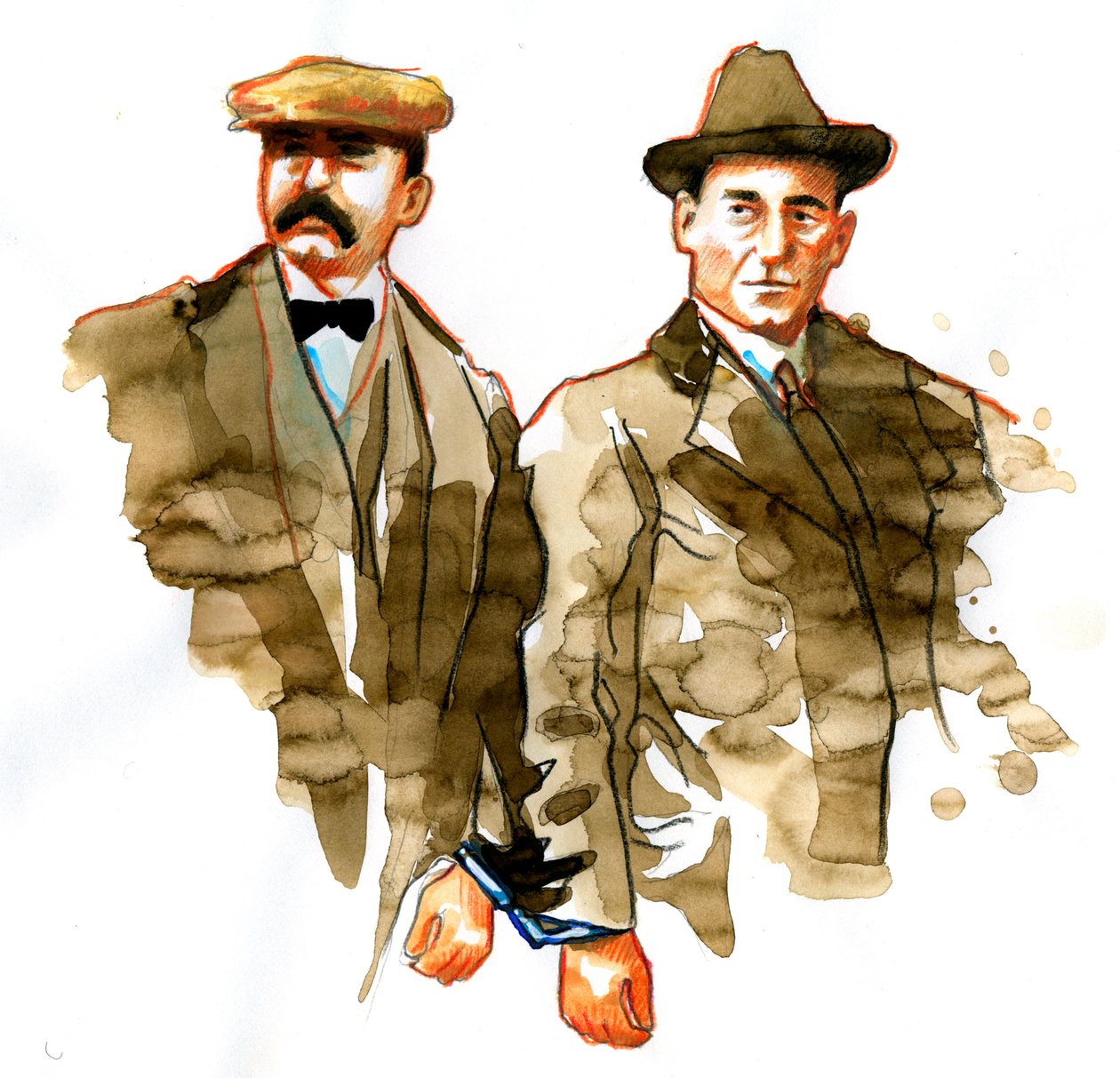 Sacco og Vanzetti-affæren: portrett av italienske anarkister Bartolomeo Vanzetti (til venstre) og Nicola Zacco - (Portrett av italienske anarkister Bartolomeo Vanzetti (til venstre) og Nicola Sacco) av Alessandro Lonati