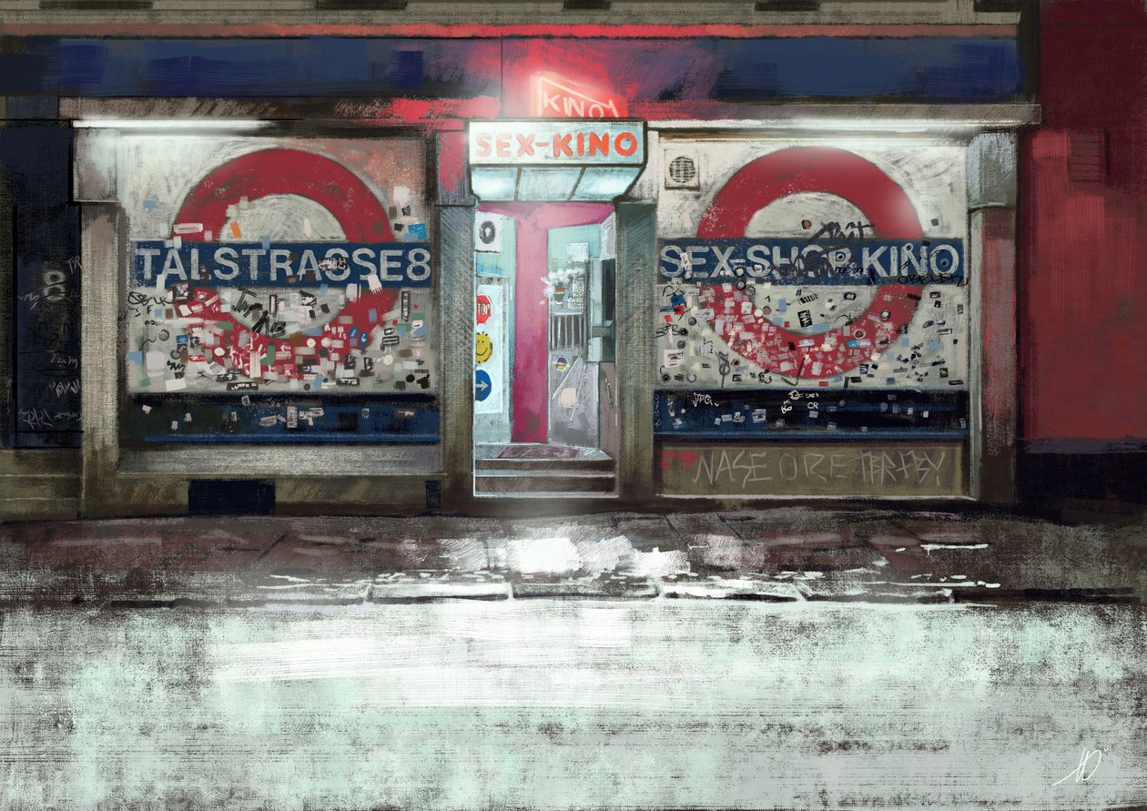 Sex Kino In St. Pauli Hamburg, 2023 (illustrasjon) av Alessandro Lonati
