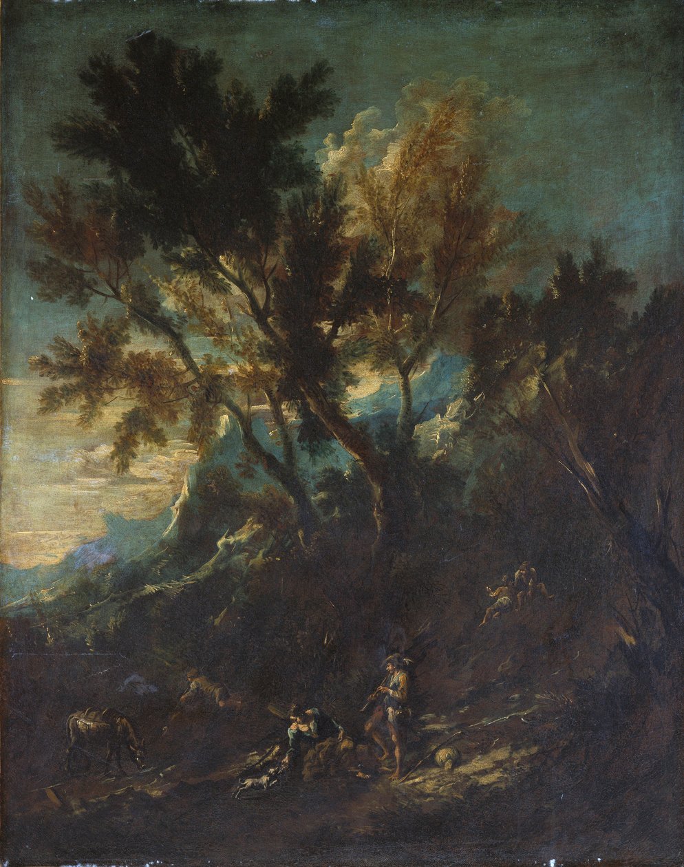 Et fjelllandskap med pastorale figurer av Alessandro Magnasco
