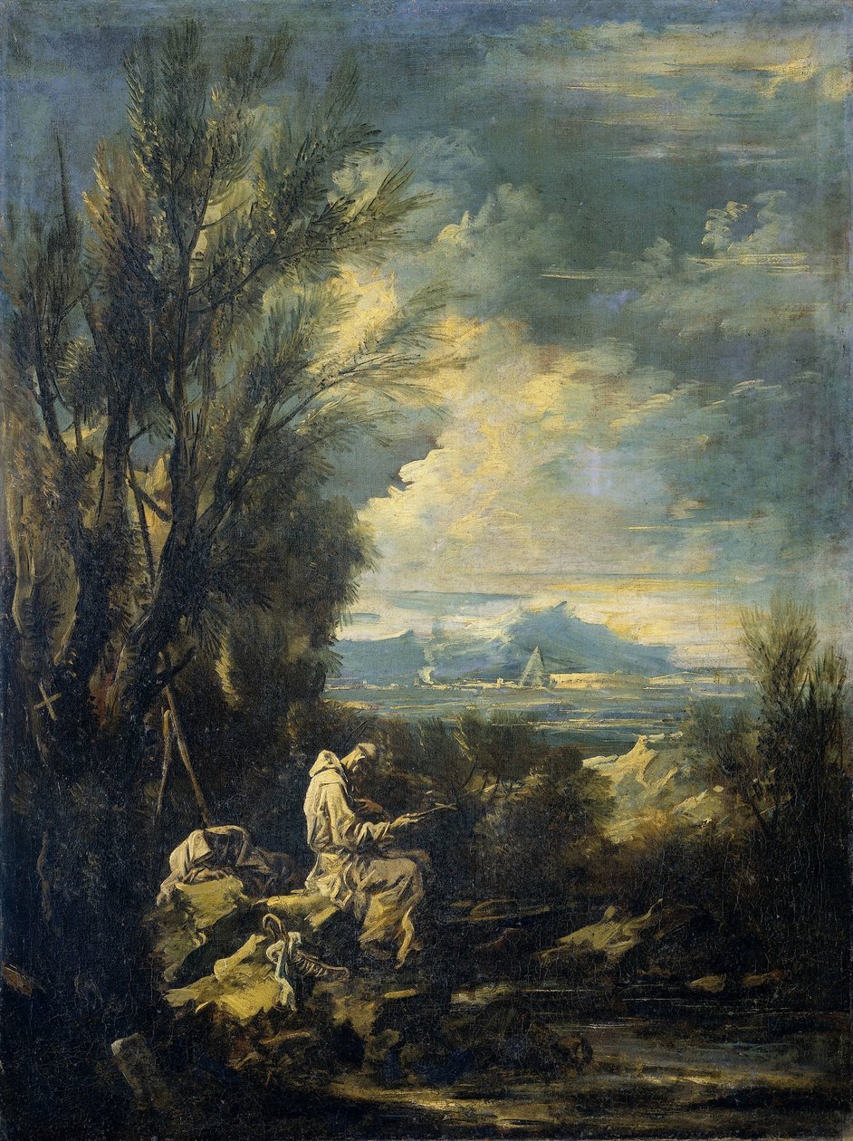 Landskap med Saint Bruno ? av Alessandro Magnasco