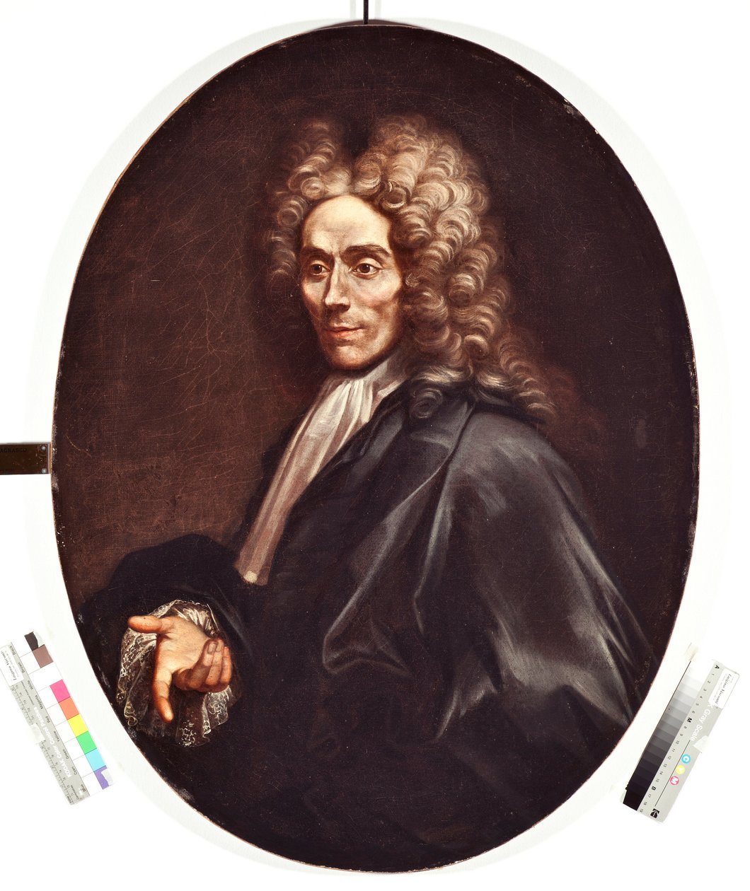 Portrett av en mann En mann av adelen, hodeplagg av en parykk og en svart kjole - Maleri av Alessandro Magnasco dit Il Lissandrino (1667-1749) Genes Musei di Strada Nuova inv n PR 371 av Alessandro Magnasco