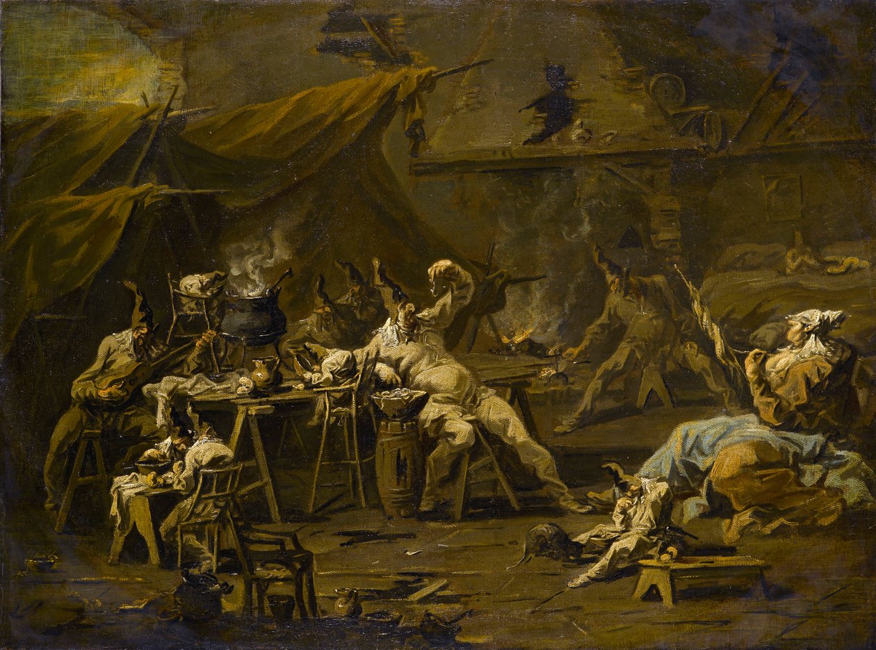 Nattverden av Pulcinella og Colombina, ca. 1725-1730 av Alessandro Magnasco