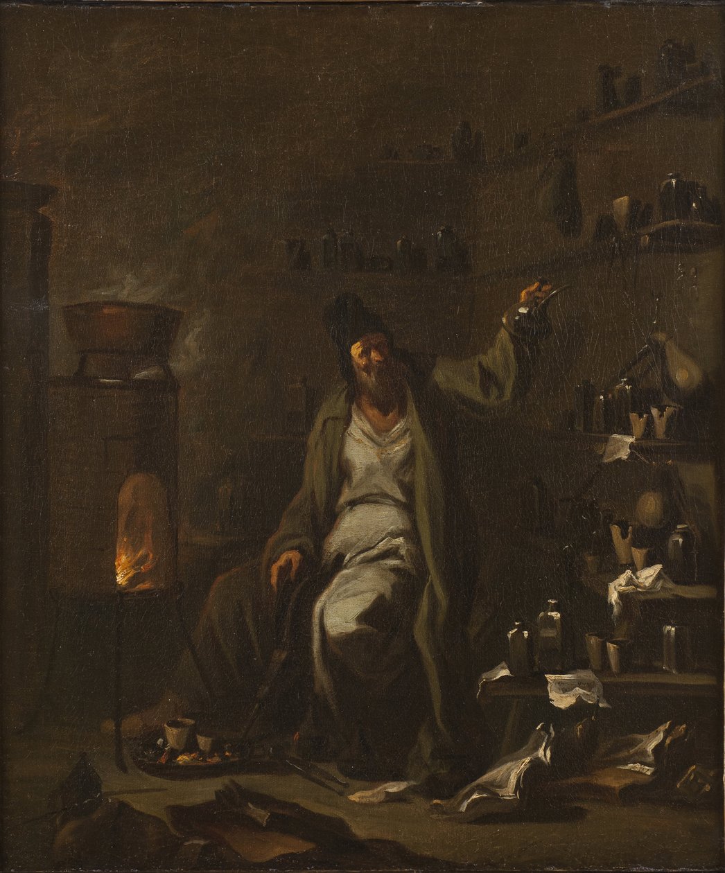 Un alchimiste - An Alchemist, av Magnasco, Alessandro, dit Il Lissandrino (1667-1749). Olje på lerret. Mål: 71,5x59,5 cm. Nationalmuseum Stockholm av Alessandro Magnasco