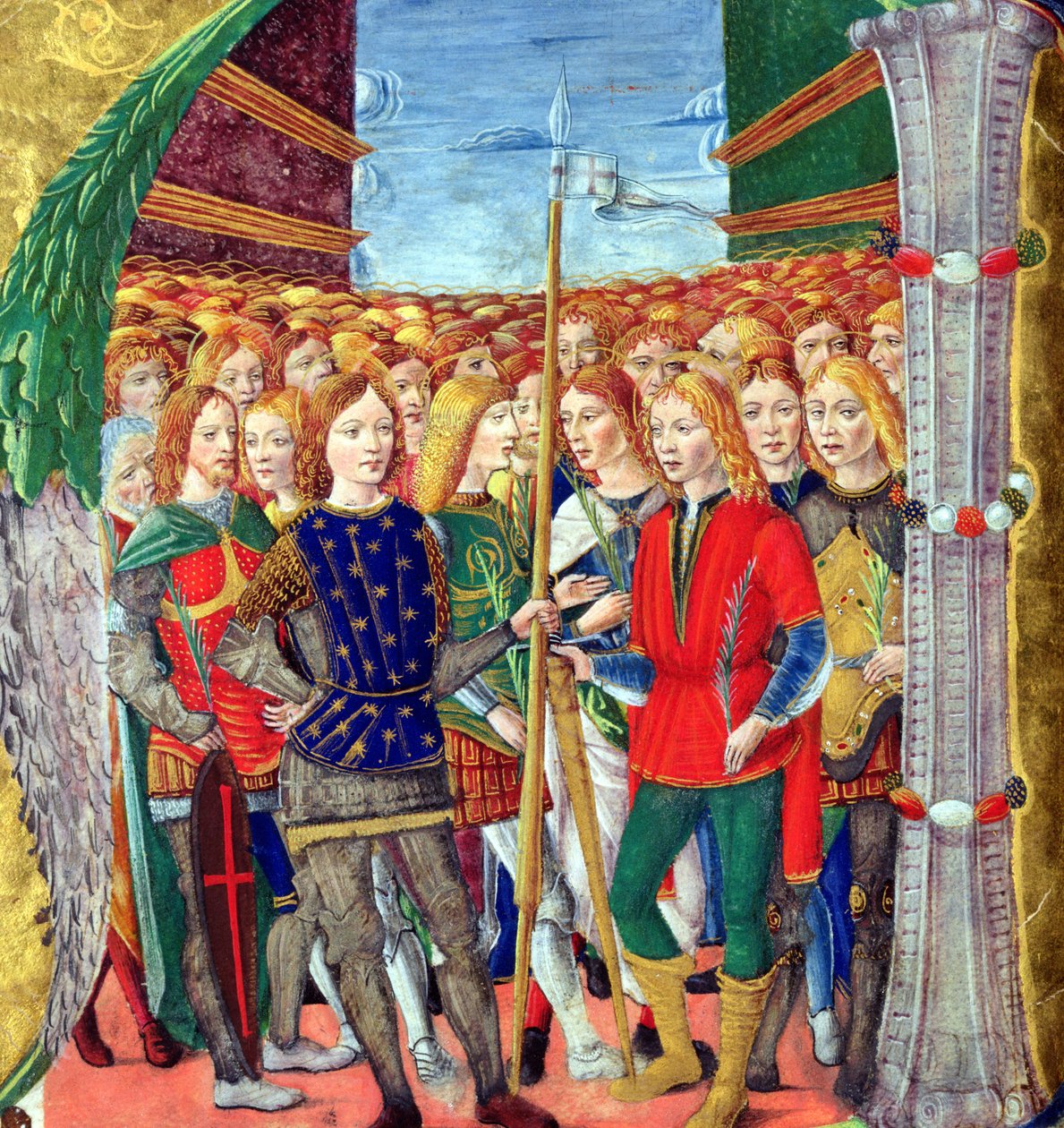 Historikert innledende N som viser St. Maurice og Theban Legion, Lombardia School, ca. 1499-1511 av Alessandro Pampurino