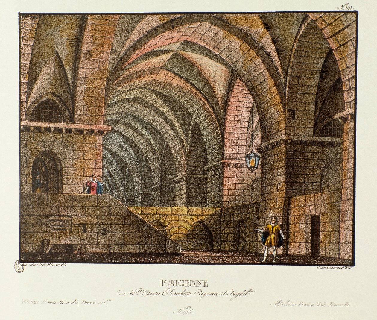 Norfolk besøker fangen Leicester i Scenography-fengselet for 1828-fremføringen av operaen "Elisabetta, Regina d