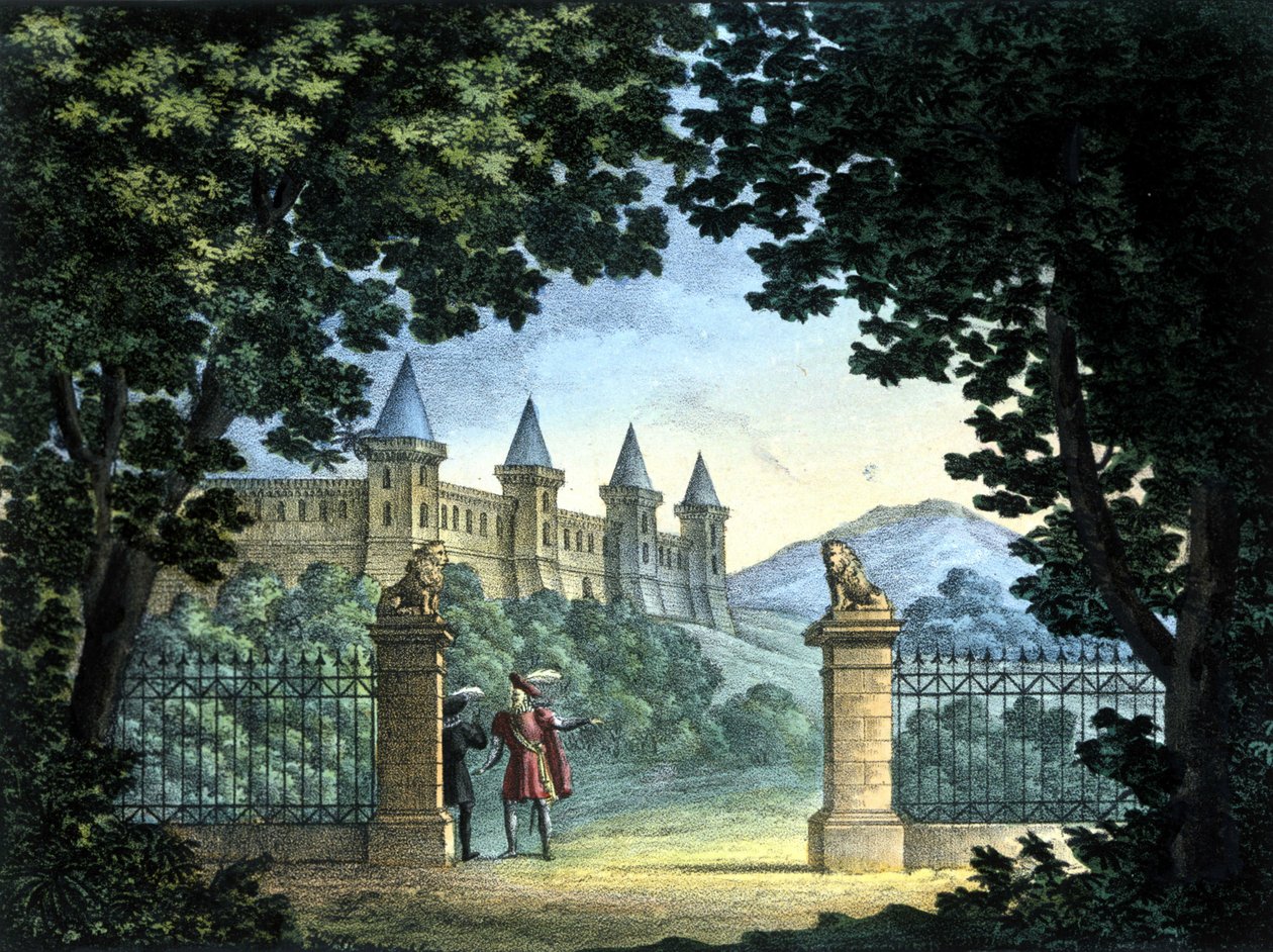 Scenografi av Sanquirico for operaen "Anna Bolena" av Gaetano Donizetti. Carcano teater, Milano av Alessandro Sanquirico
