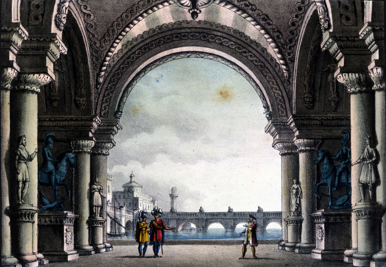 Scenografi av Sanquirico for operaen "Bianca og Fernando" av Vincenzo Bellini av Alessandro Sanquirico