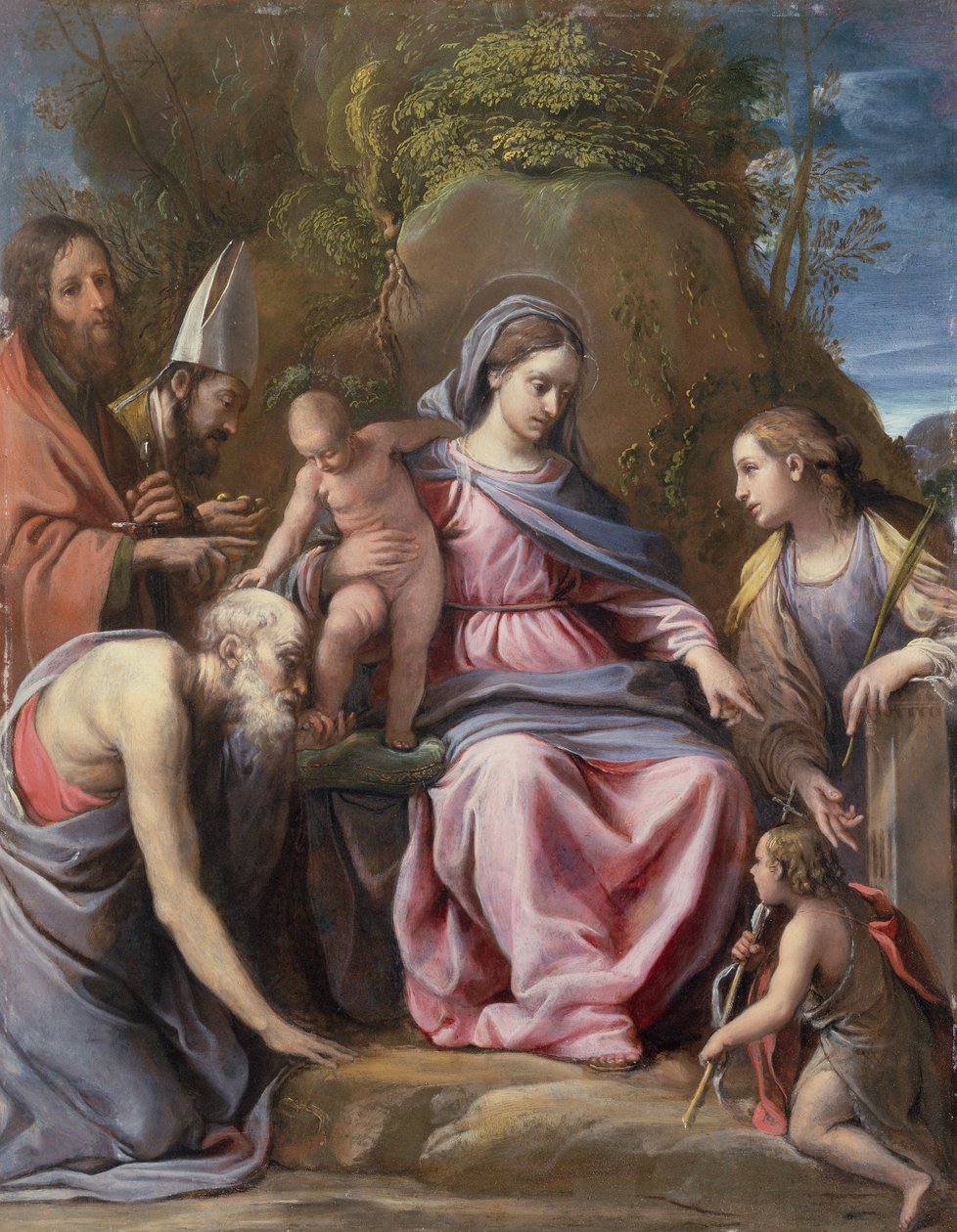 The Virgin and Child (olje på lerret) av Alessandro Tiarini
