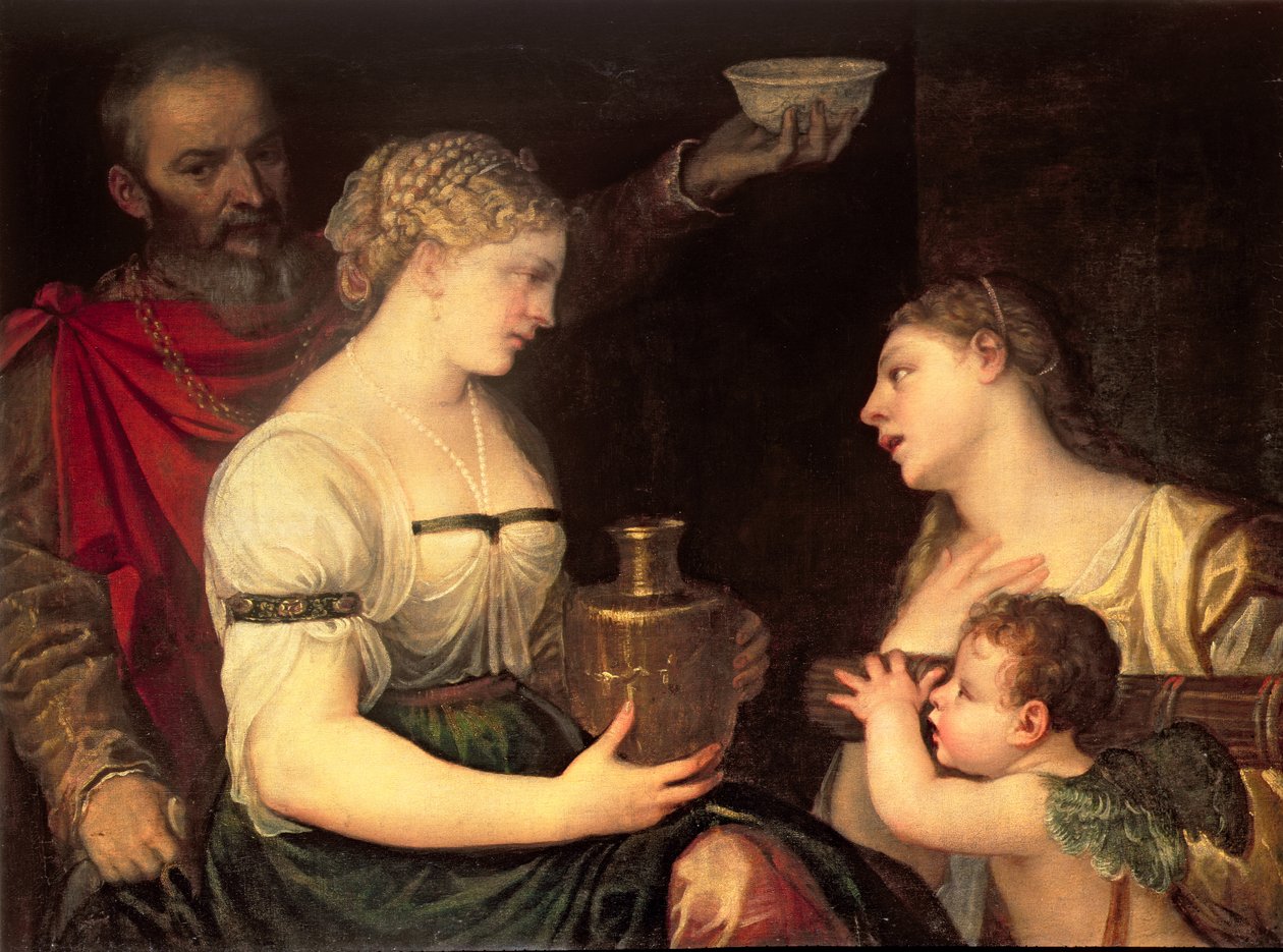 Allegori om gifteliv som skildrer gudene Vesta, Hymen, Mars og Venus av Alessandro Varotari