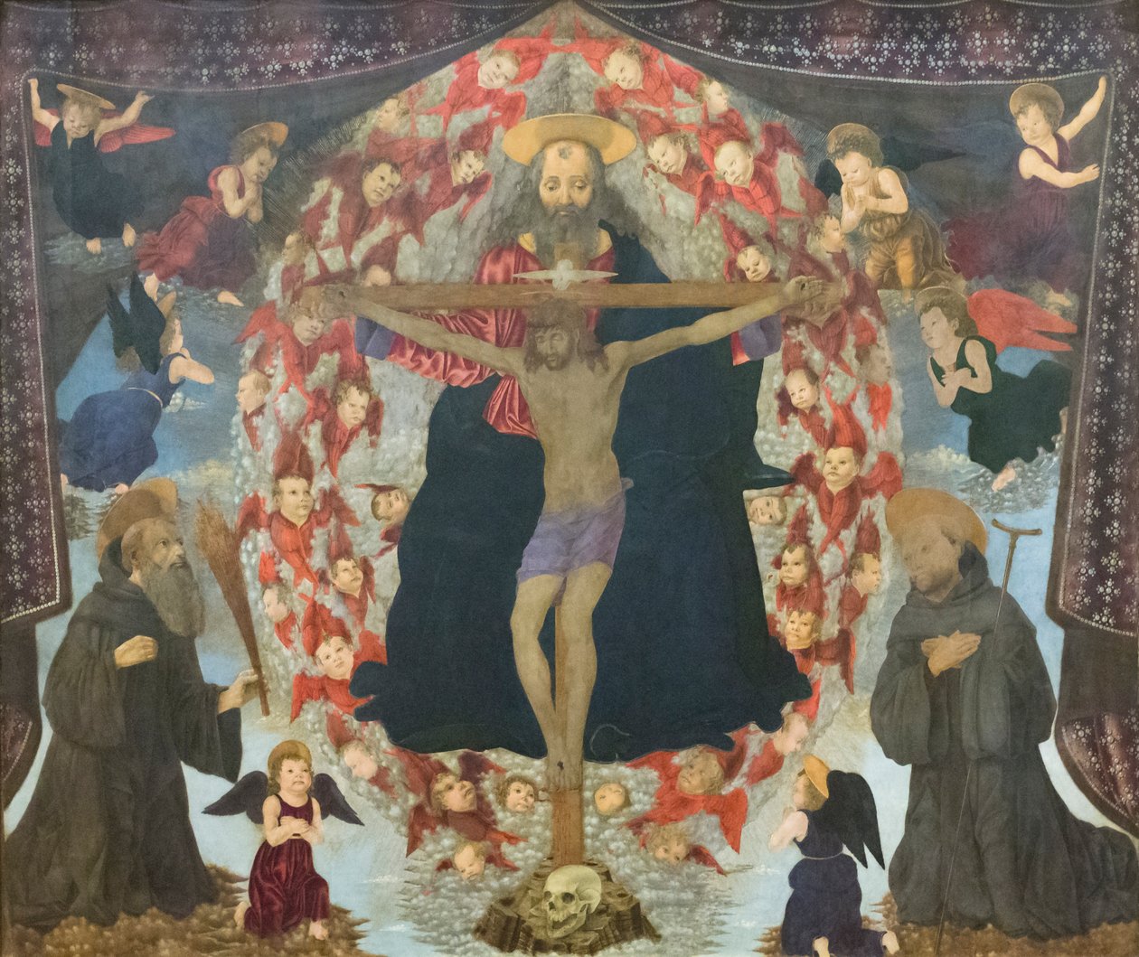 Treenigheten av Saint Benedict og Giovanni Gualberto av Alessio Baldovinetti