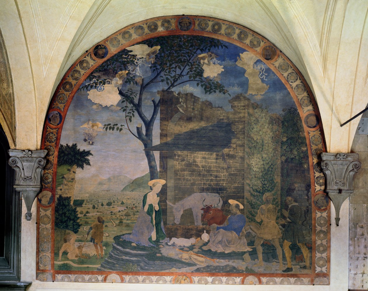 Fødselen, 1460-62 av Alesso Baldovinetti