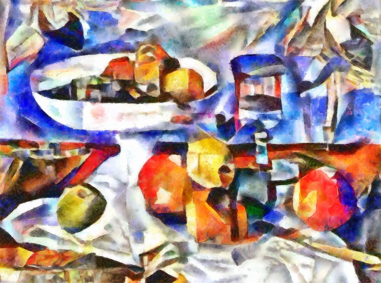 frukt og glass ,2017, av Alex Caminker