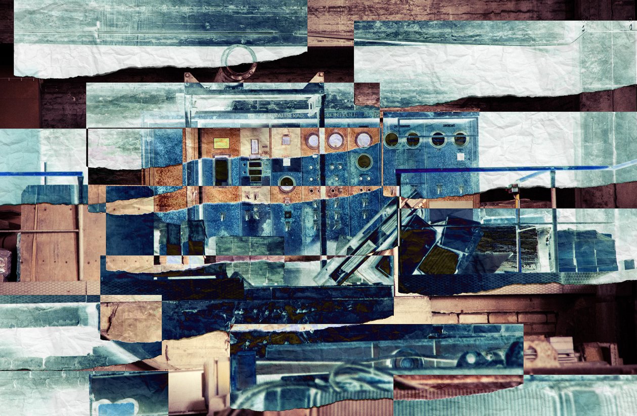 murstein, 2019, (collage) av Alex Caminker