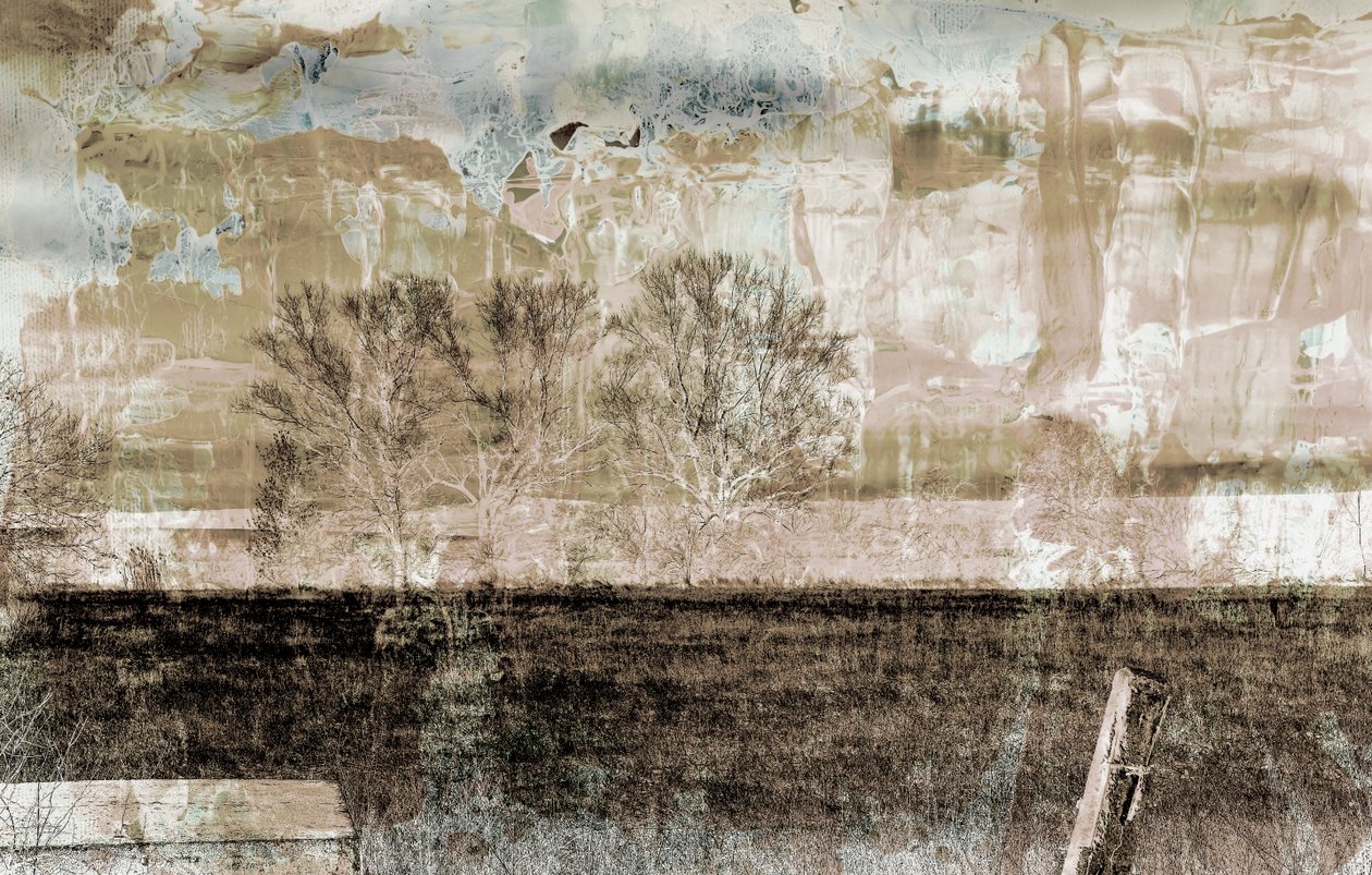 brun tåke, 2019, (blandet media) av Alex Caminker