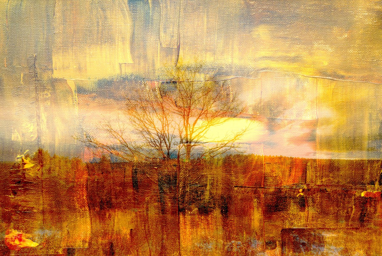 golden fog, 2019, (blandet media) av Alex Caminker