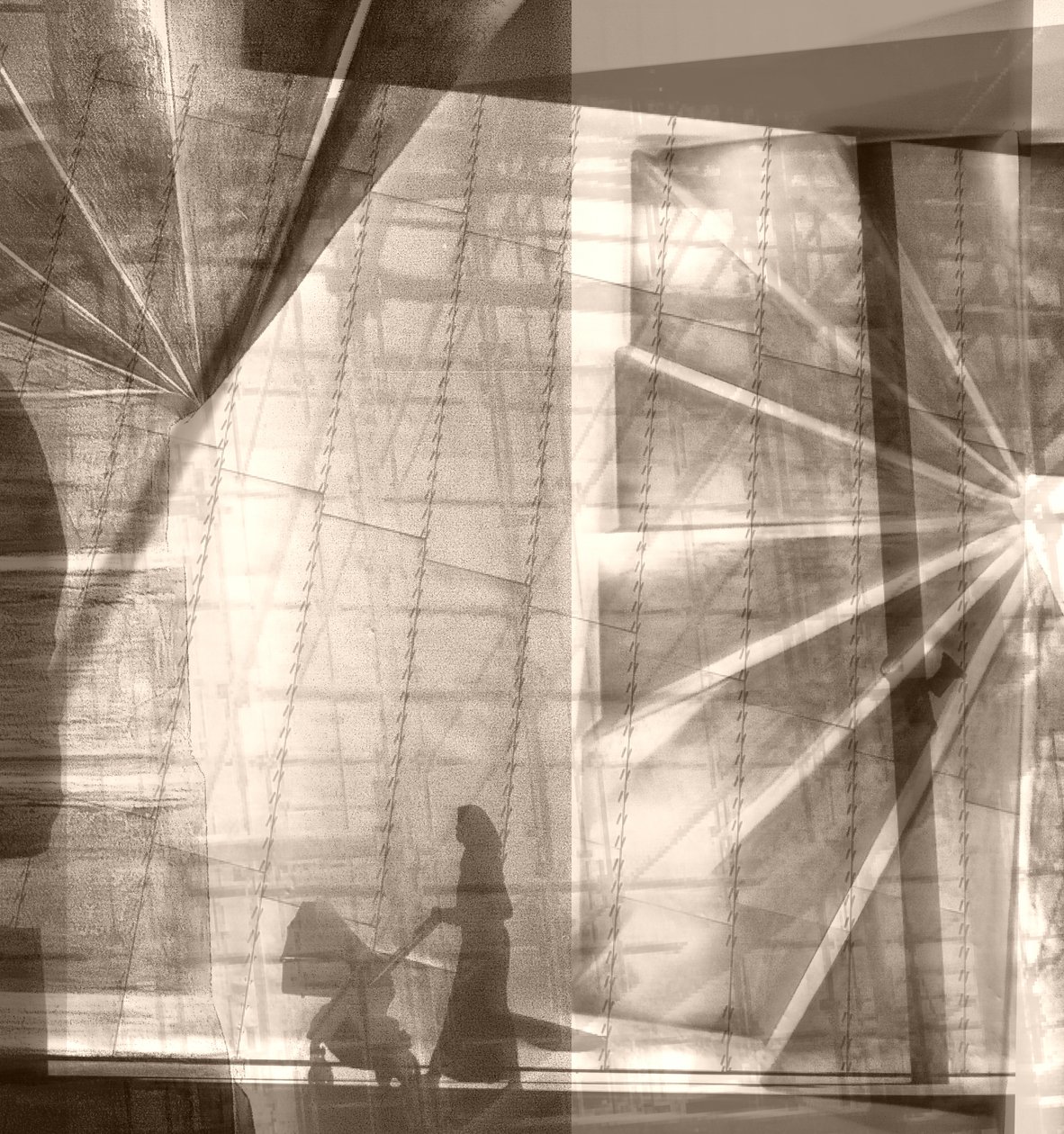 barnevogn,2019,(blandet media,collage;funne objekter) av Alex Caminker