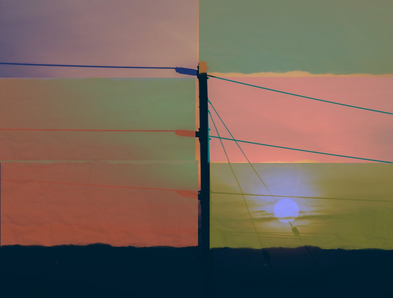 lyd,2019,(collage;montasje;overmalt) av Alex Caminker