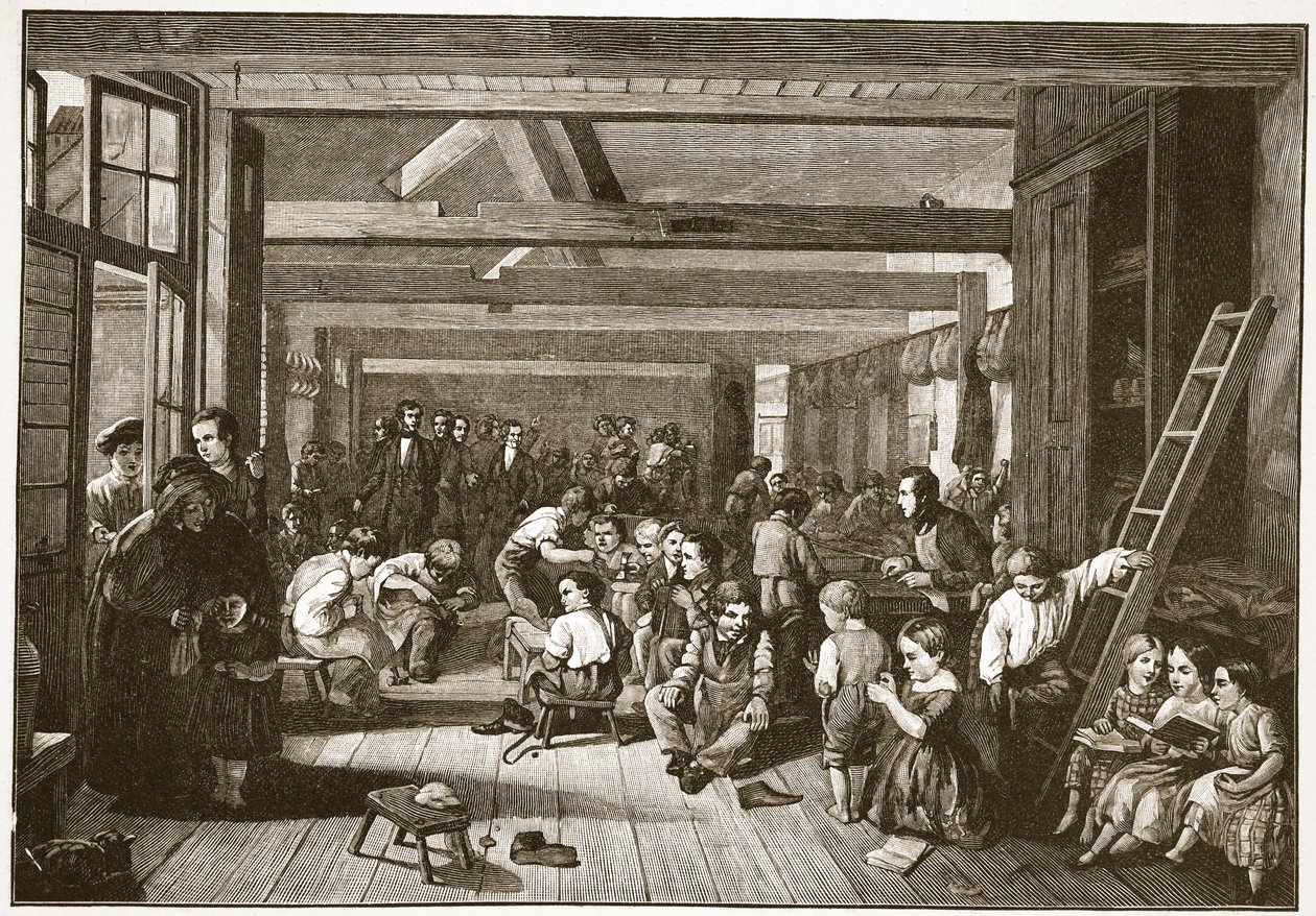 Lord Shaftesburys besøk på Westminster Ragged School of Industry, illustrasjon fra 