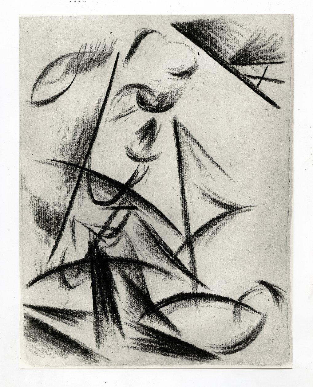 Konstruksjon, ca. 1914-15 (kull på papir) av Alexander Bogomazov