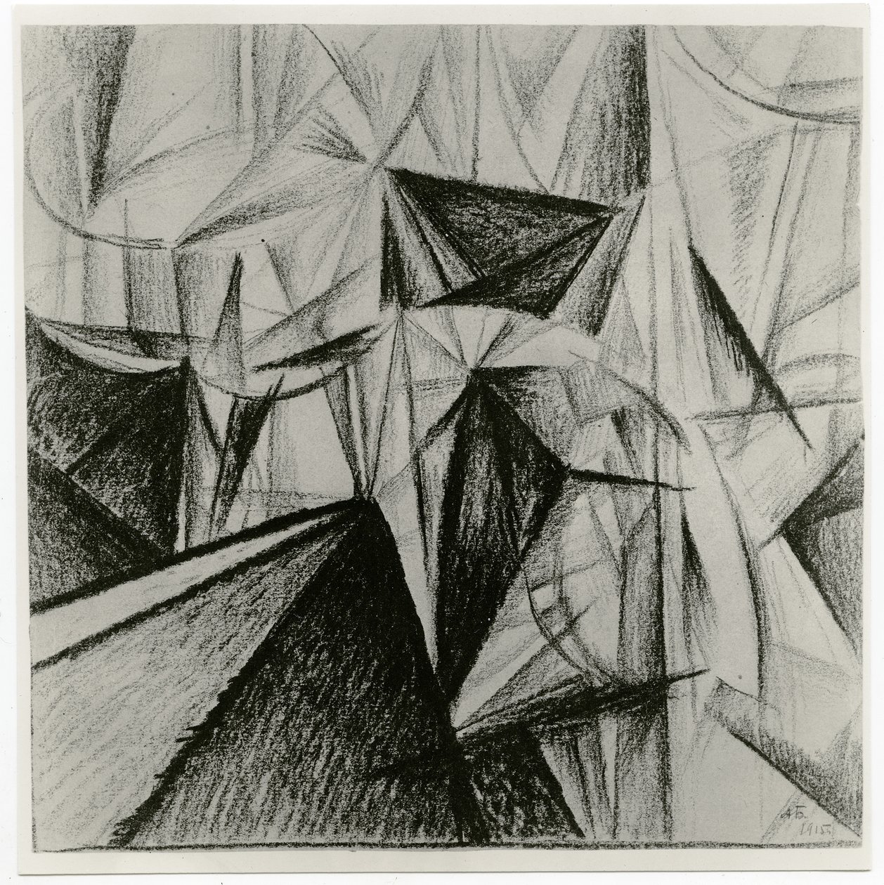 Rayonnist Composition (Rhythmic Composition), 1915 (kull på papir) av Alexander Bogomazov